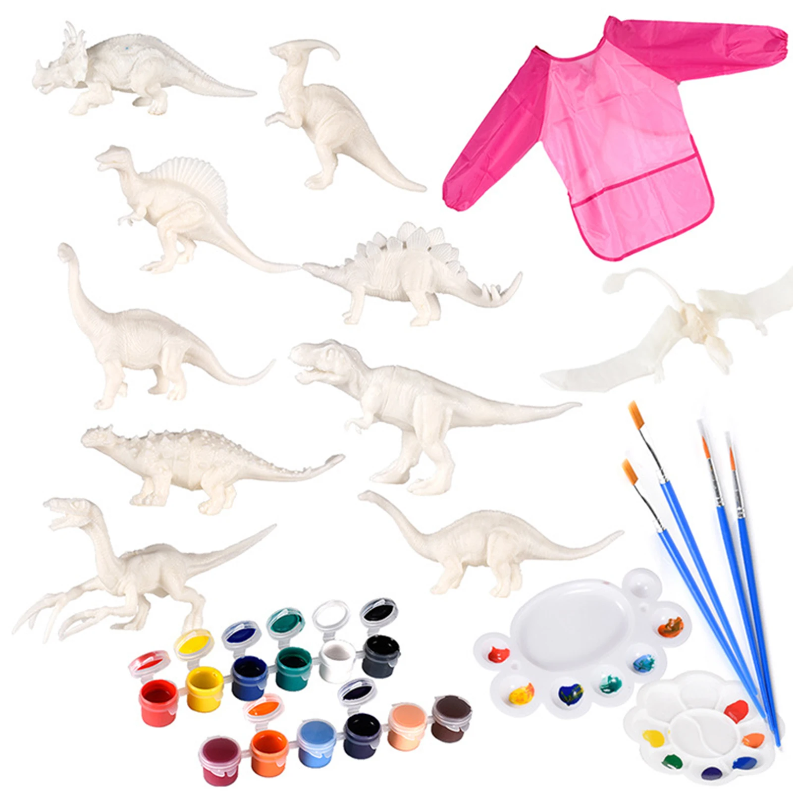 

Dinosaur Painting Kit For Kids 3D Dinosaurs Toys DIY Drawing Tools Set Children Art Crafts With Brushes Apron Birthday Gift