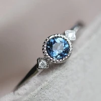 milangirl simple ring classic silver plated color inlaid blue crystal rhinestone zircon female ring for women wedding jewelry