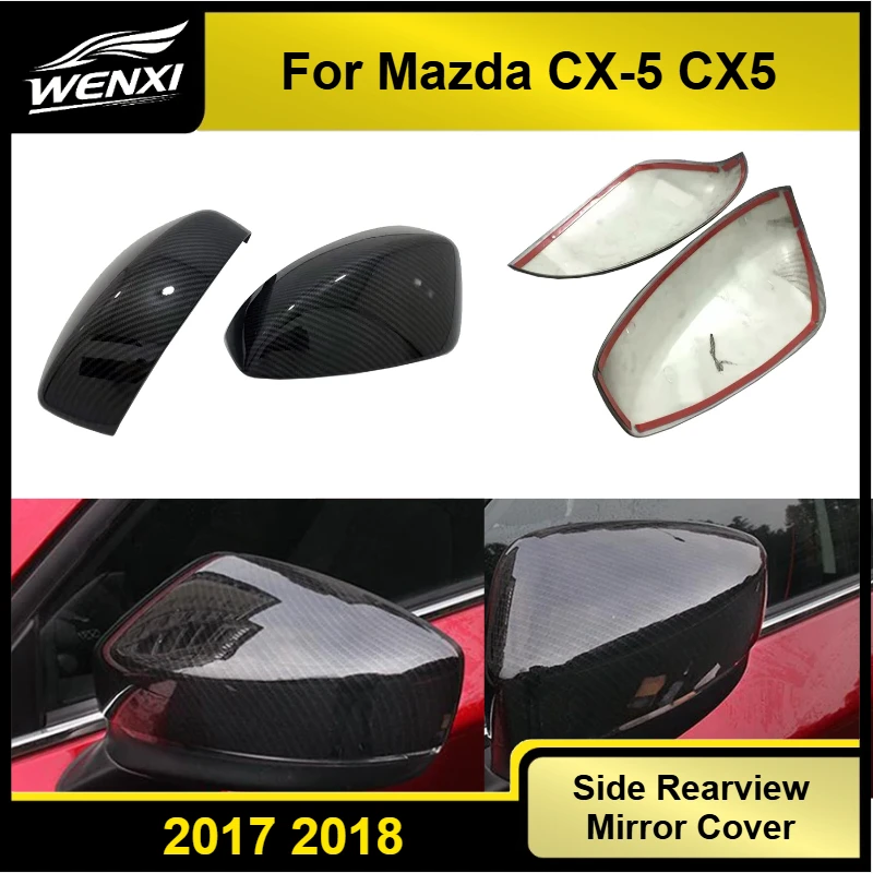 Фото Накладка на боковое зеркало заднего вида с эффектом карбона для Mazda CX-5 CX5 KF 2017 2018, декоративные аксессуары для дверных зеркал. №1