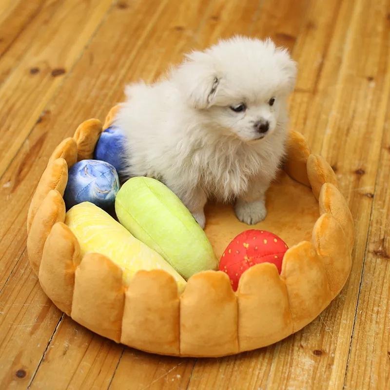 

Fruit Tart Dog Cat Bed Cotton Cake Shaped Pet Bed For Cats Funny Cute Kitten Washable Sleep Cave Nest Winter Warm Cozy Cushion