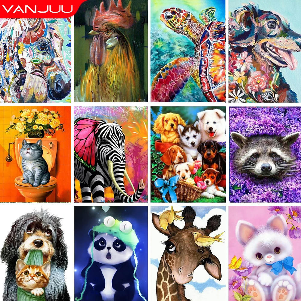 

Diy Diamond Painting Animal Mosaic Embroidery Rabbit Dog Cat Rhinestone Cross Stitch Kit 5D Home Decor Gift