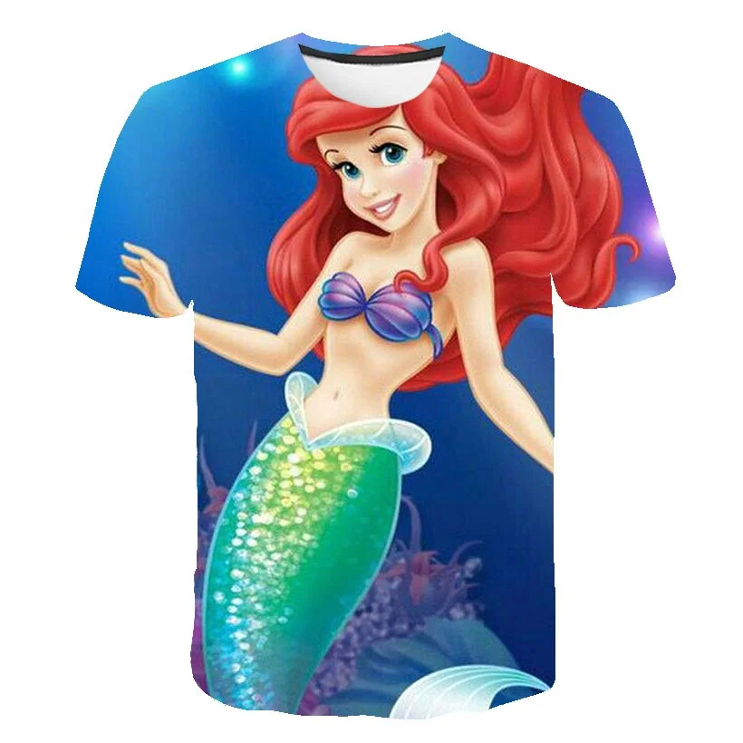 

Mermaid Children's T-Shirts Girls Ariel Princess T Shirts Child Baby Cartoon Tee Tops Clothing Short Sleeve TShirts 1 3-14 Years