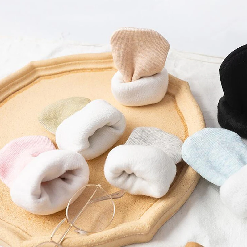 6pcs Women Winter Sock Thicken Thermal Cozy Pilling-resistant Solid Color Pile Floor Socks Cold Weather Plush Boots Tube Socks