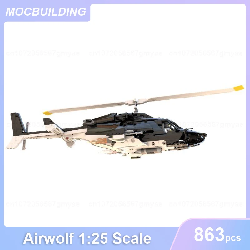 

MOC Building Blocks Airwolf 1:25 Scale Aircraft Model Assemble Bricks Millitary Creative Educational Children Toys Gifts 863PCS