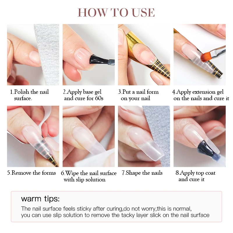 2 - 3 комплекта белого строительного геля для ногтей с щеткой подходит комплектов