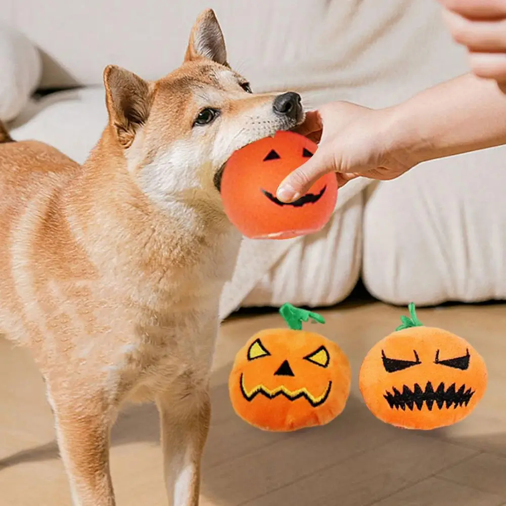 8pcs Pumpkin Plush Chew Toy Set For Dogs Cats Bite Resistant Squeaky Christmas