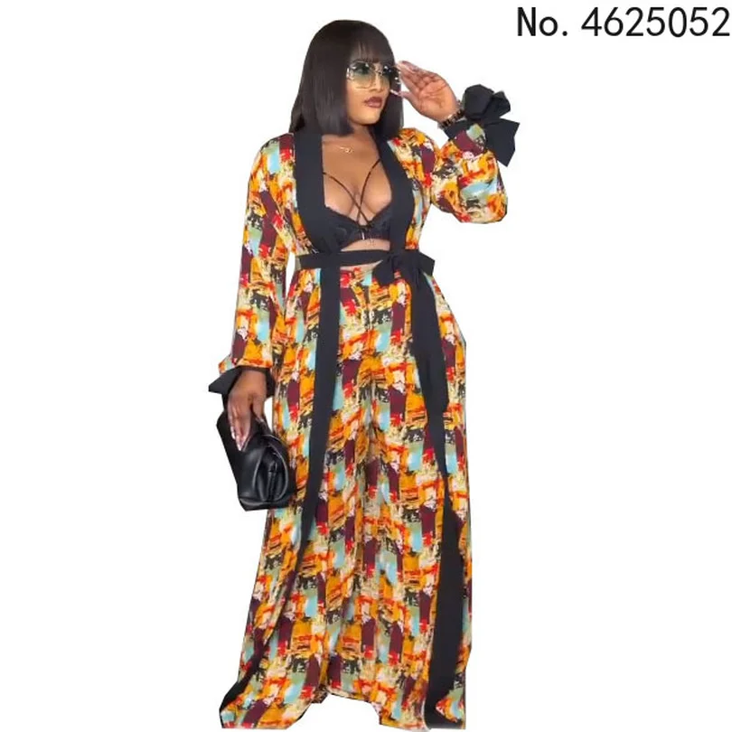 

Женский спортивный костюм из двух предметов, комплект из двух предметов: Топ с длинным рукавом и брюки с цветочным принтом на весну и осень