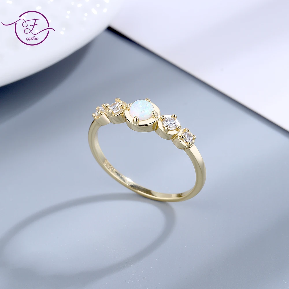 

Luxury 925 Sterling Silver Opal Ring for Women 18k Gold Plated Zircon Fine Jewelry Wedding Engagement Ring Fashion Party Gift