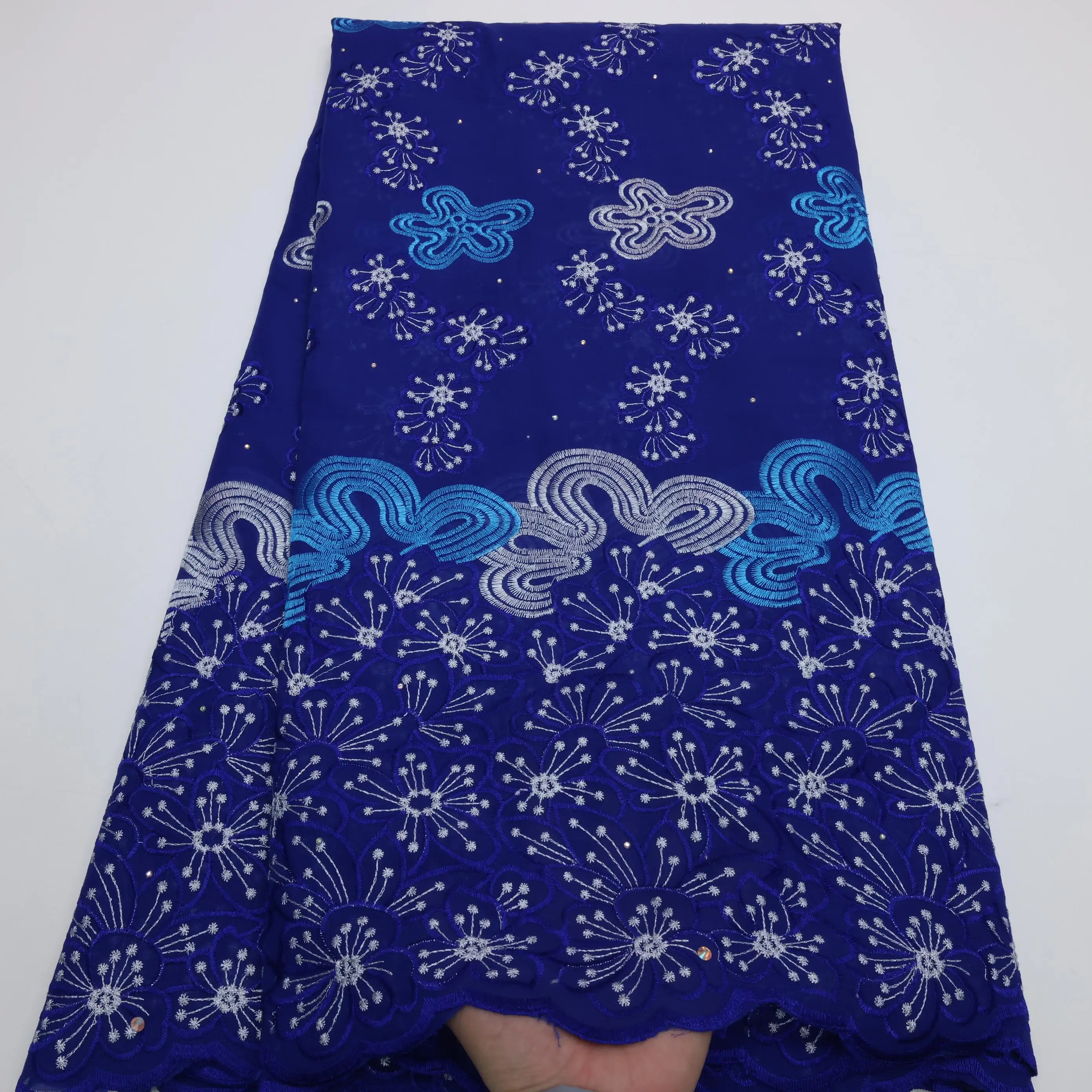 NI.AI 2022 Высокое качество африканская швейцарская вуаль кружевная ткань с камнями