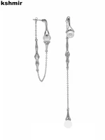 kshmir south korean temperament sweet earrings asymmetrical long pearl tassel earrings new earrings accessories jewelry gifts