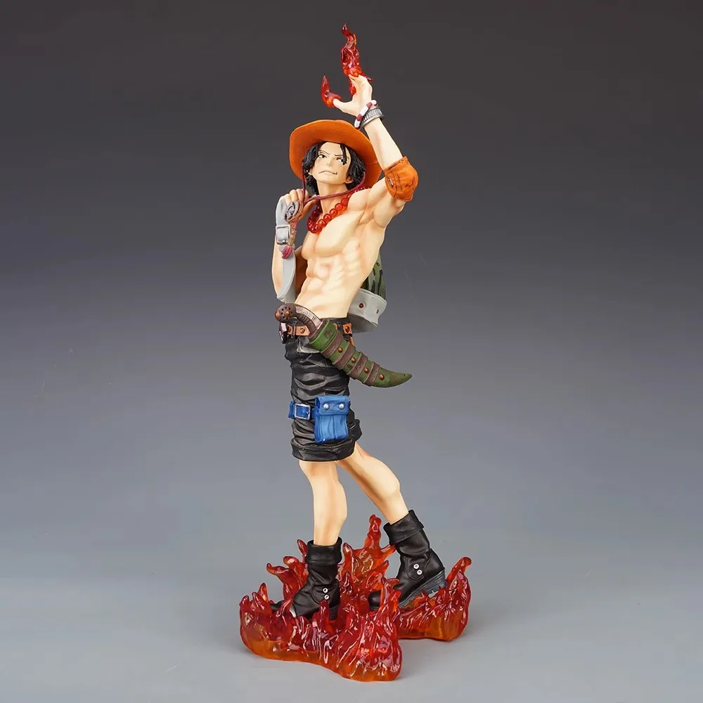 

34cm ONE PIECE Anime Figure Portgas D Ace Sitting Smiling Manga Action Figure Peripheral Collection Statue PVC Model Gift Toys