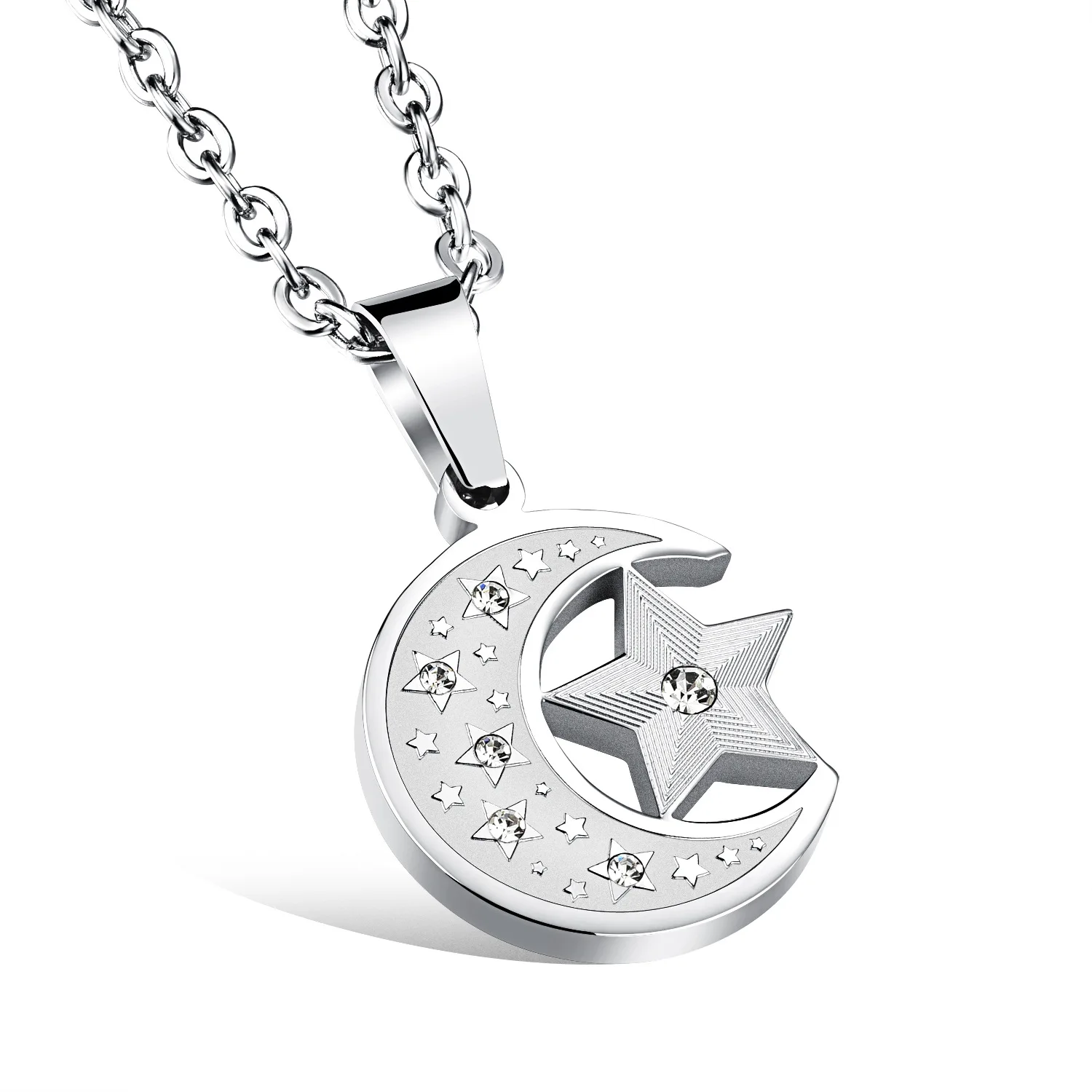 

Hot selling star moon titanium steel pendant for men summer pendant accessories