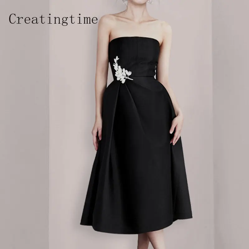 Vintage Elegant Summer Slim Strapless Sling Dress For Women 2023 New Sleeveless High Waist Pleated Fashion Evening Dresses 1B128