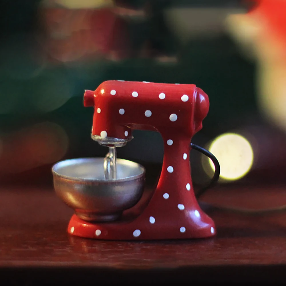 1Pcs 1/12 Dollhouse Accessories Miniature Christmas Red Mixer Mini Blender Model for Doll House Decoration OB11 bjd
