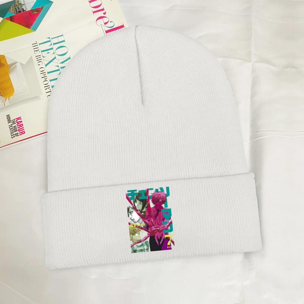 

Anime Art Skullies Beanie Chainsaw Man Denji Manga Knitted Bonnet Unisex Warm Caps Skiing.Hiking Kawaii Brimless Elastic Hats