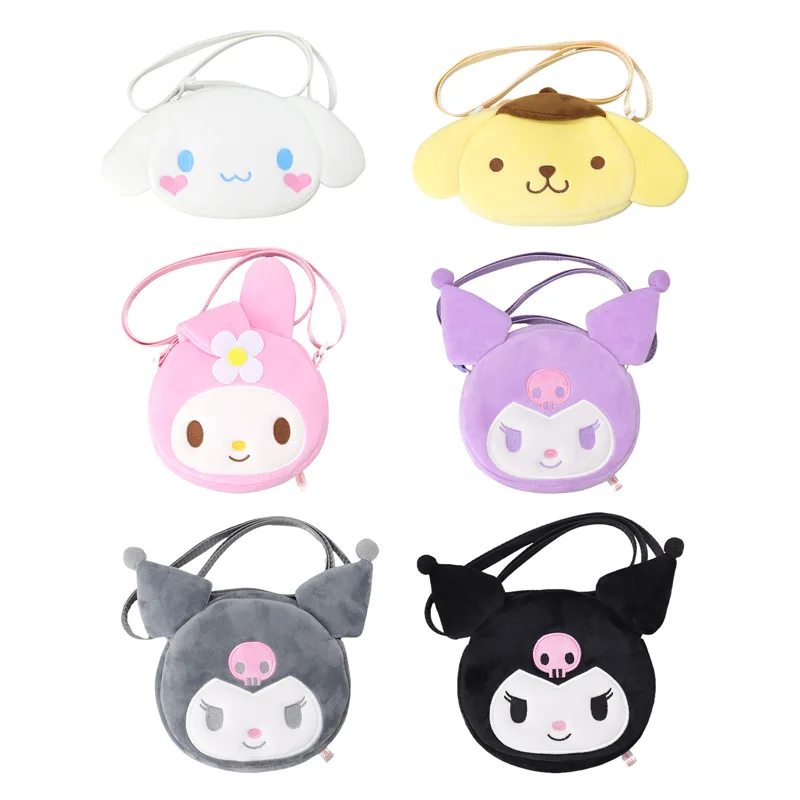

Sanrio Cute Plush My Melody Cinnamoroll Kuromi Shoulder Bag Mini Messenger Bags Earphone Storage Bag Kids Bags Accessories Gift