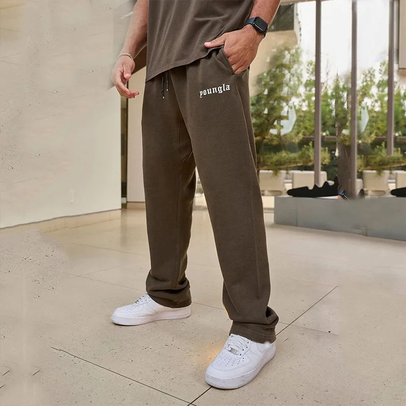 Fashion Men's Clothing Gym Sports Fitness Casual Pants Outdoor Jogging Sweatpants Cotton Mid Waist DrawstringPants