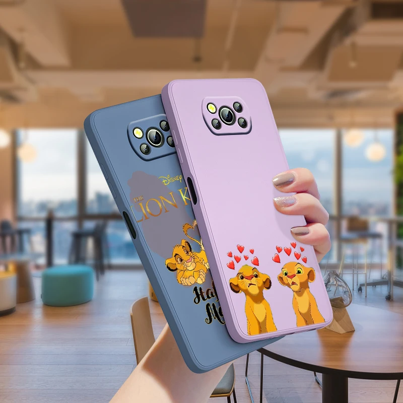 

The Lion King Disney For Xiaomi Poco X3 NFC F3 GT X2 M4 M3 M2 Redmi 9A Note 10S 10 9 Pro Liquid Silicone Rope Phone Case