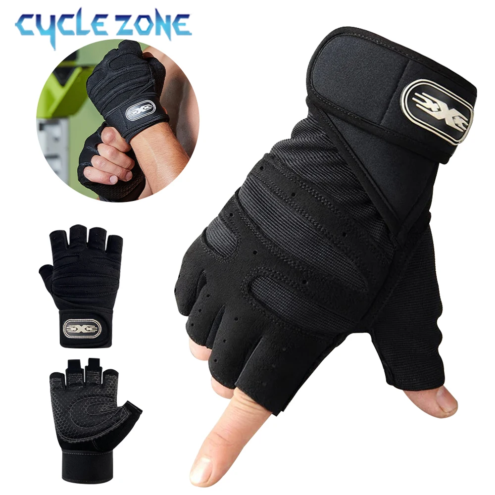 Перчатки с открытыми пальцами для занятий спортом, дышащие Нескользящие ...