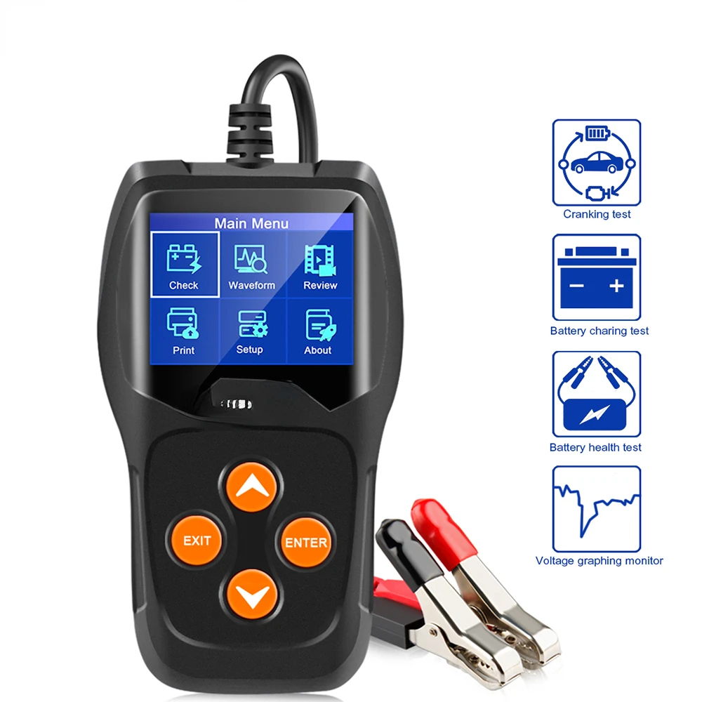 

KW600 Car Battery Tester 12V 100 to 2000CCA 12 Volts Battery Tools for the Car Quick Cranking Charging Diagnostic