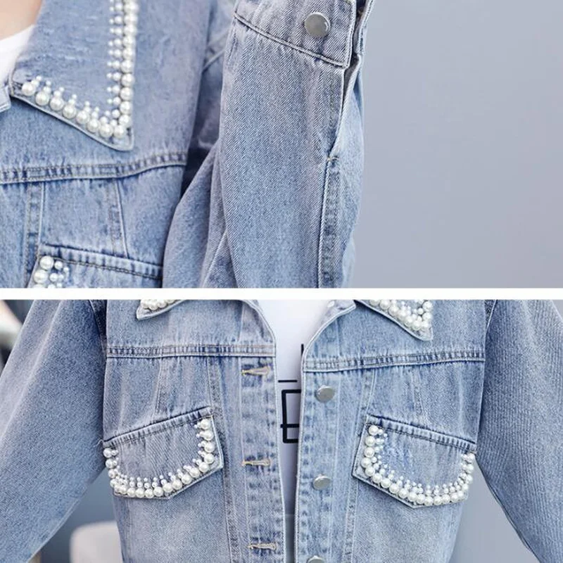 Куртка женская джинсовая укороченная свободная базовая модная уличная одежда из