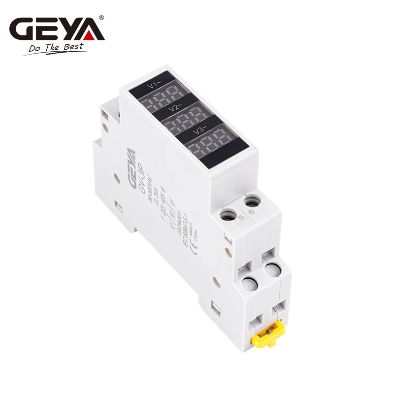 GEYA цифровой вольтметр на DIN-рейке однофазный трехфазный измеритель напряжения