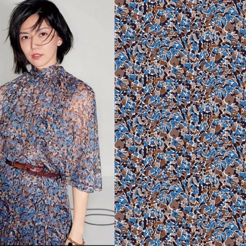 

Luxury Brand Letter Stretch Satin Printed Fabric Soft Polyester Clothing Shirt Chiffon Cloth for Dress By the Meter