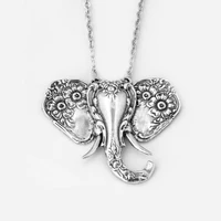 bohemian vintage silver color elephant pendant necklaces for women female party jewelry chain statement necklace dropshipping
