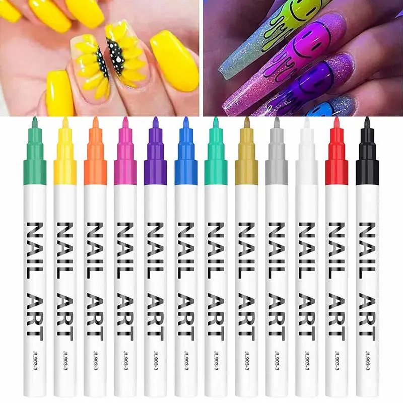 

Nail Art Pen 12 Colors Painting Dotting Pens Drawing Brush Set For Halloween Christmas DIY Nail Art Beauty Adorn Manicure Tools