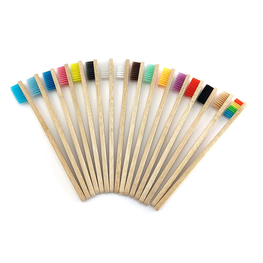 

Natural Colorful Head Bamboo Toothbrush Wholesale Environment Wooden Rainbow Bamboo Toothbrush Oral Care Soft Bristle