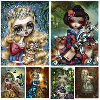 diamond painting female illustrator fantasy goth wide eyed doll full drill kits rhinestones cartoon girl mosaic home decor