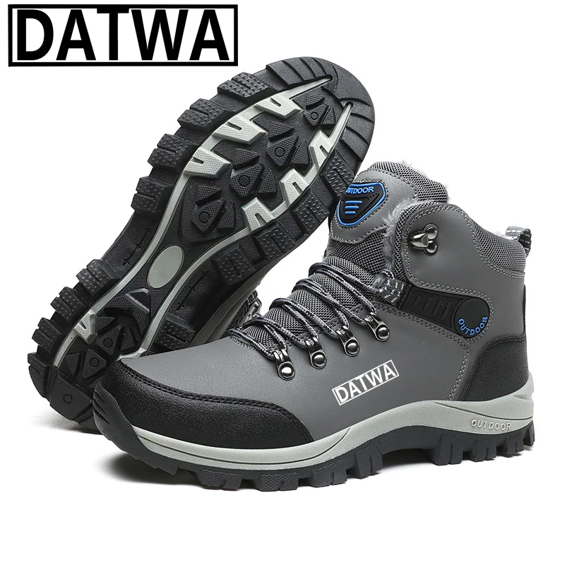 

Datwa Winter Men Fishing Shoes Outdoor Durable High Top Warm Velvet Fishing Shoes Hiking Shoes Non Slip Mountaineering Shoes