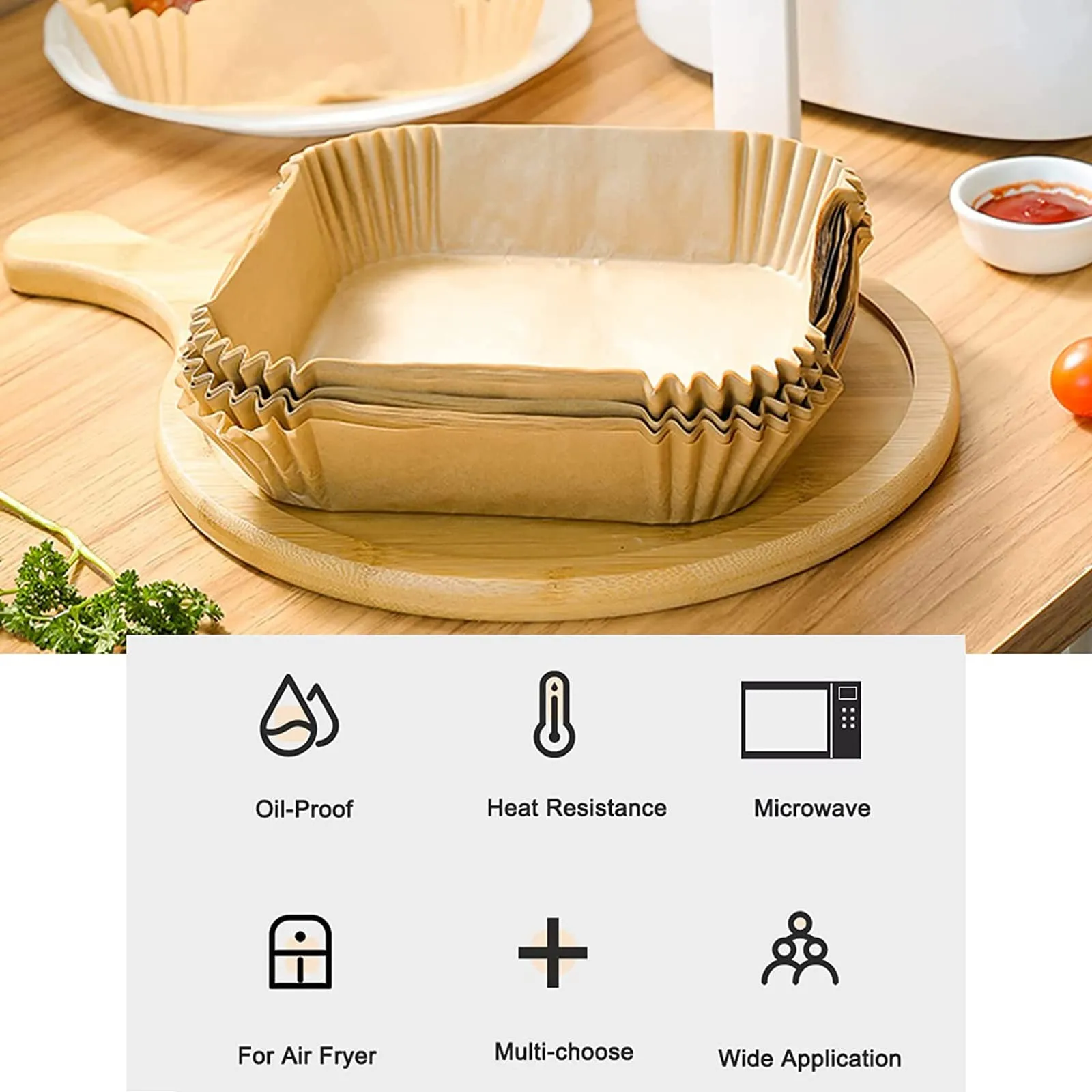 Квадратный Одноразовый бумажный вкладыш антипригарные бумажные вкладыши для