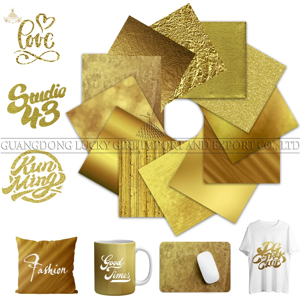 Lucky Goddness Gold Metal Infusible Transfer Ink Sheet 12x12"Sublimation Transfer Paper for Cricut Joy Mug Press for DIY T-Shirt