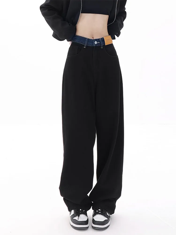 

Straight Leg Jeans Women Casual Fashion Baggy All-match Black Ins Vintage Teenagers High Waist Feminino Tide Trousers 2022 New