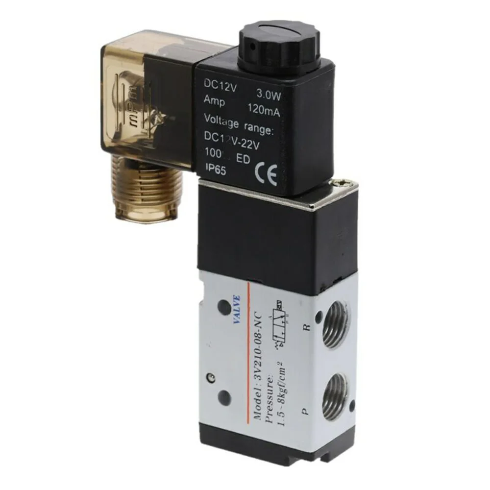 

DC 12V 2 Position 3 Way G1/4 PT Air Pneumatic Solenoid Valve 0.15-0.8MPa Durable Pneumatic Control Valve