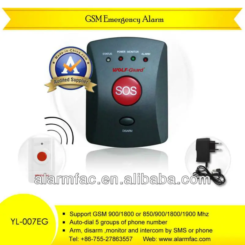 Good quality GSM Elderly Guardian, Senior Guard, SOS Panic Button, Medic Alert, Home Safety Alarm System--YL-007EG