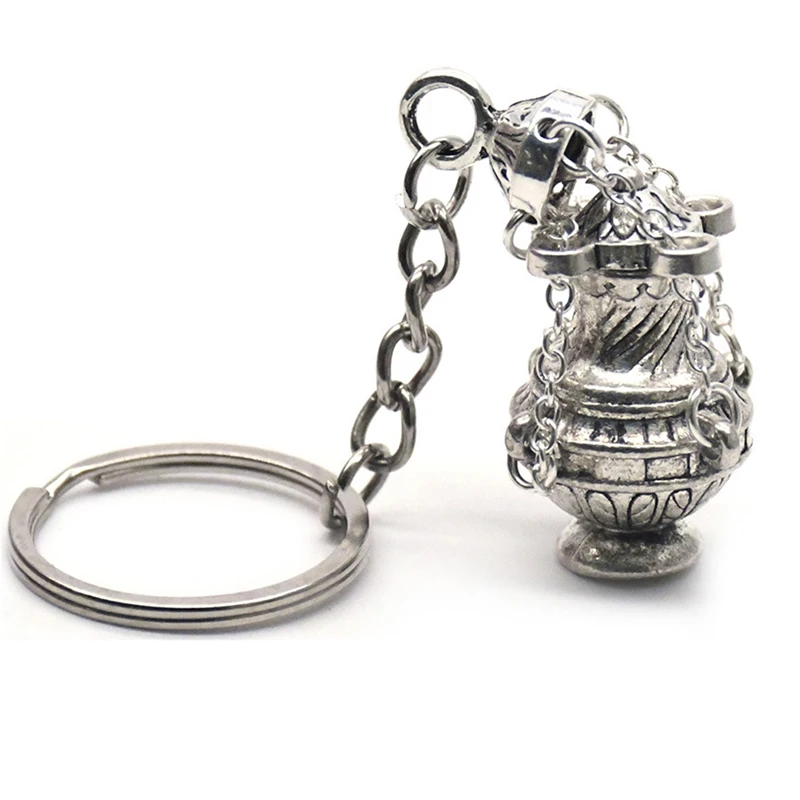

Christian Incense Burner Keychain Pendant Useable Spice Burner Religious Key Ring Jewellery Pouch Car Pendant