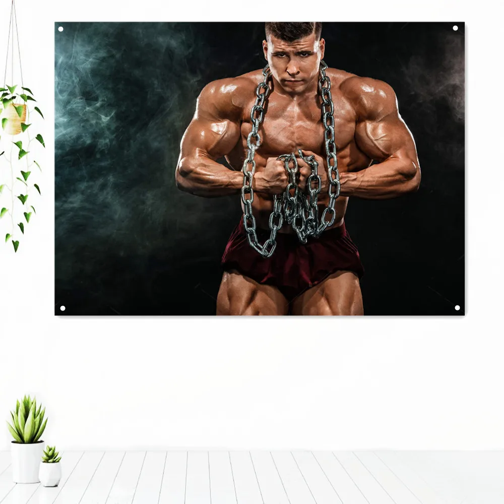 

Brutal Strong Muscular Bodybuilder Athletic Sports Exercise Tapestry Gym Decor Fitness Workout Inspirational Poster Banner Flag