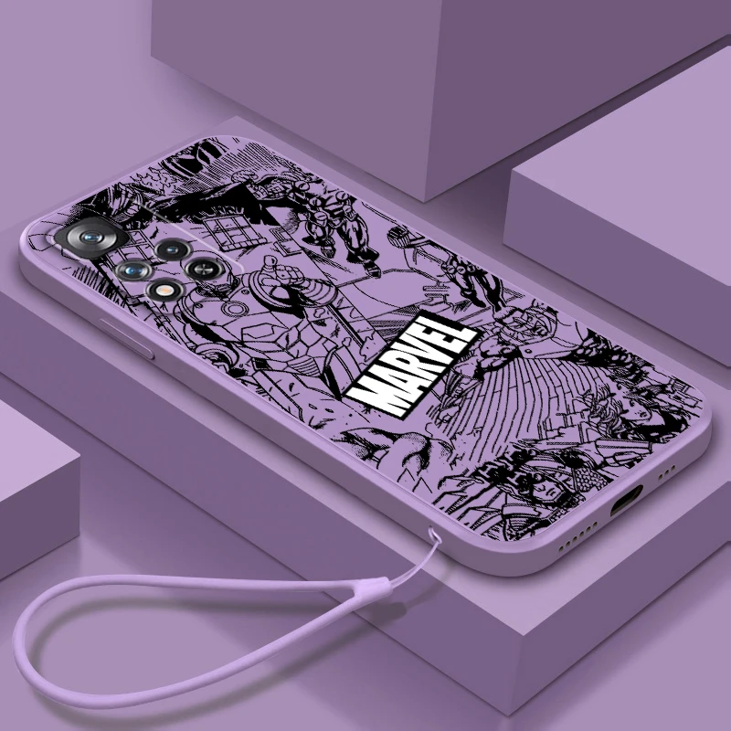 

Marvel Avengers Comics Cool Liquid Rope Phone Case For Xiaomi Redmi Note 12 11 11S 11T 10S 10 9S 9T 9 Pro Speed Plus 5G Cover
