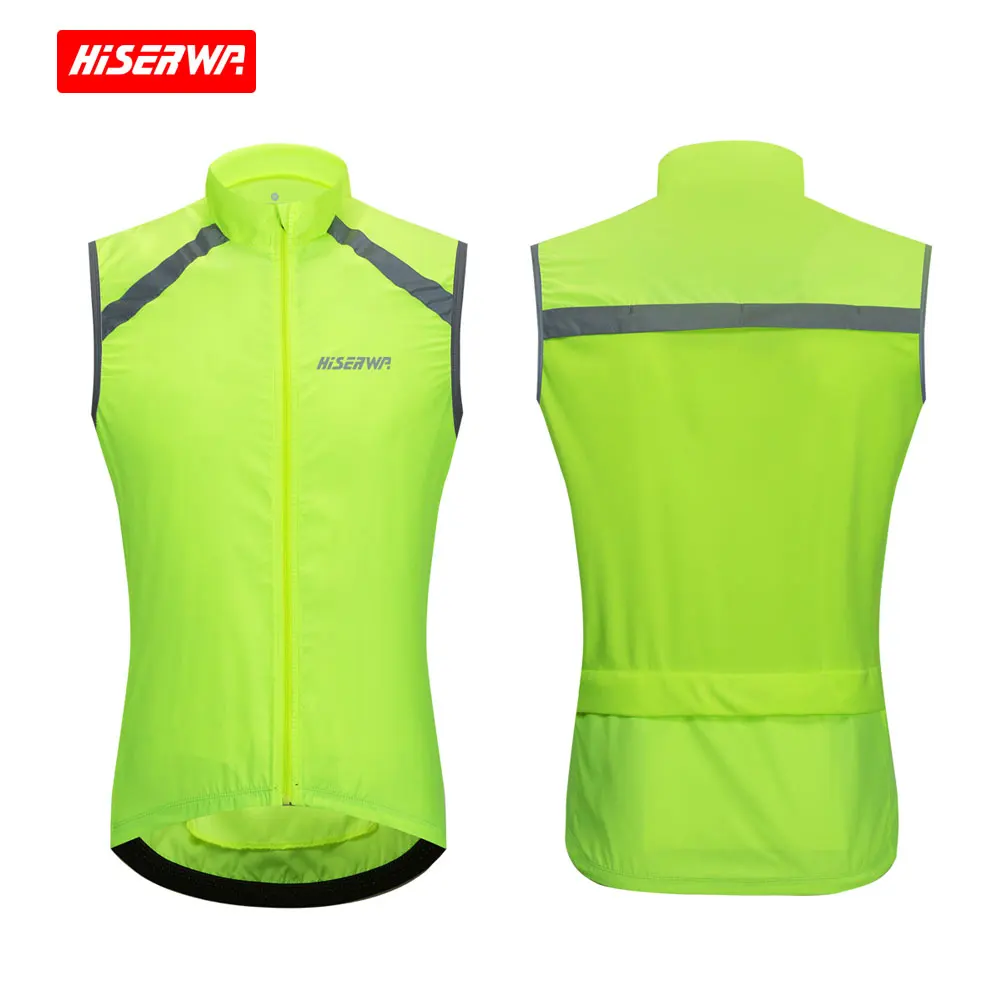 

Hiserwa Reflective Cycling Vests Men Sleeveless Sports Ciclismo Jerseys Gilet Breathable Road Bike Bicycle MTB Clothing Wear