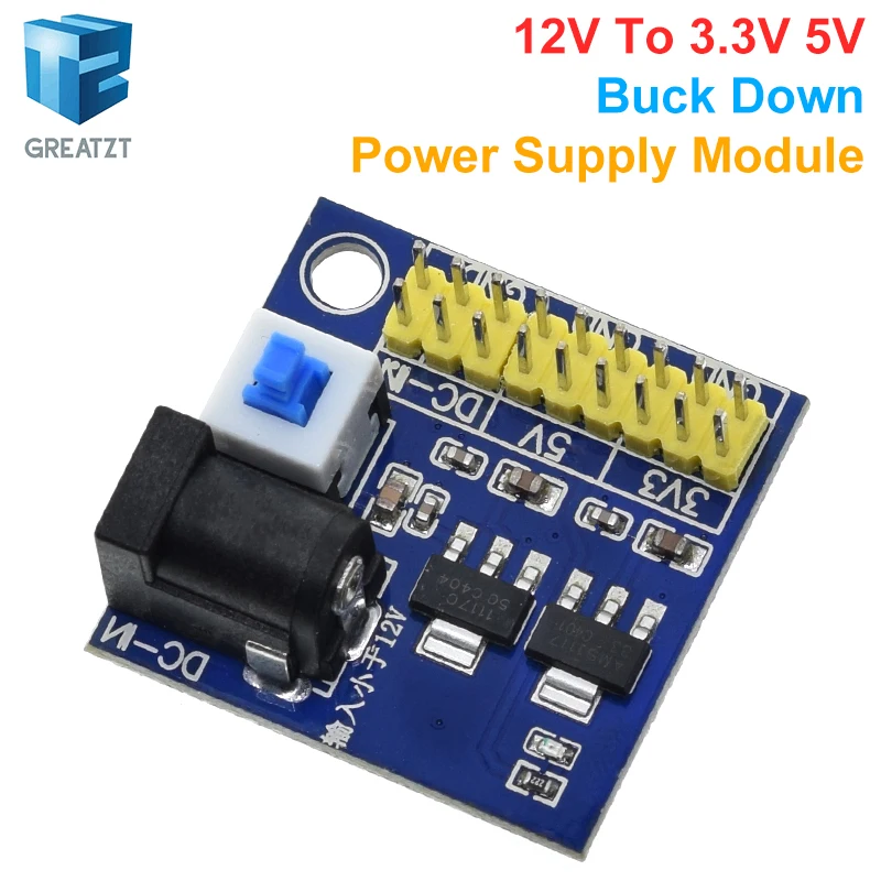 GREATZT DC-DC понижающий модуль питания 12В до 3.3В 5В