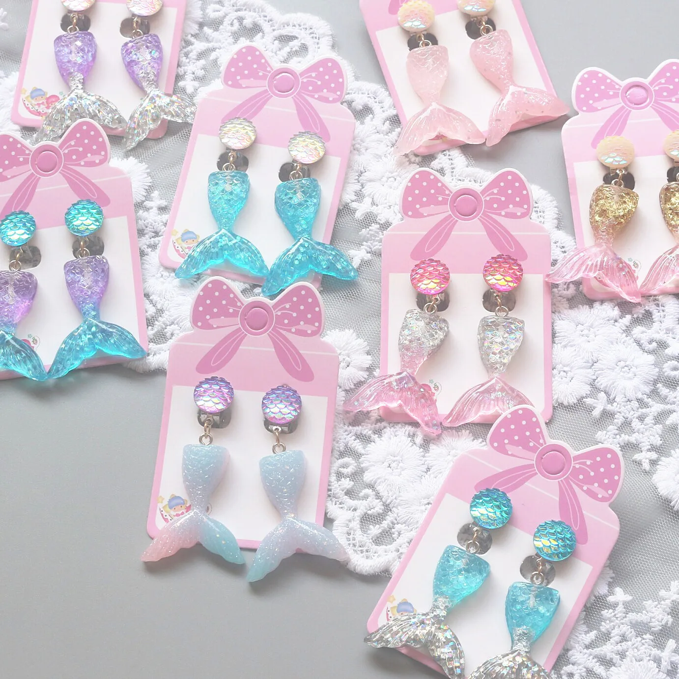 

Girls Mermaid Tail Dangle Earrings Ear Clip No Ear Hole Children Jewelry Princess Kids Accessories Make Up Toys Birthday Gifts