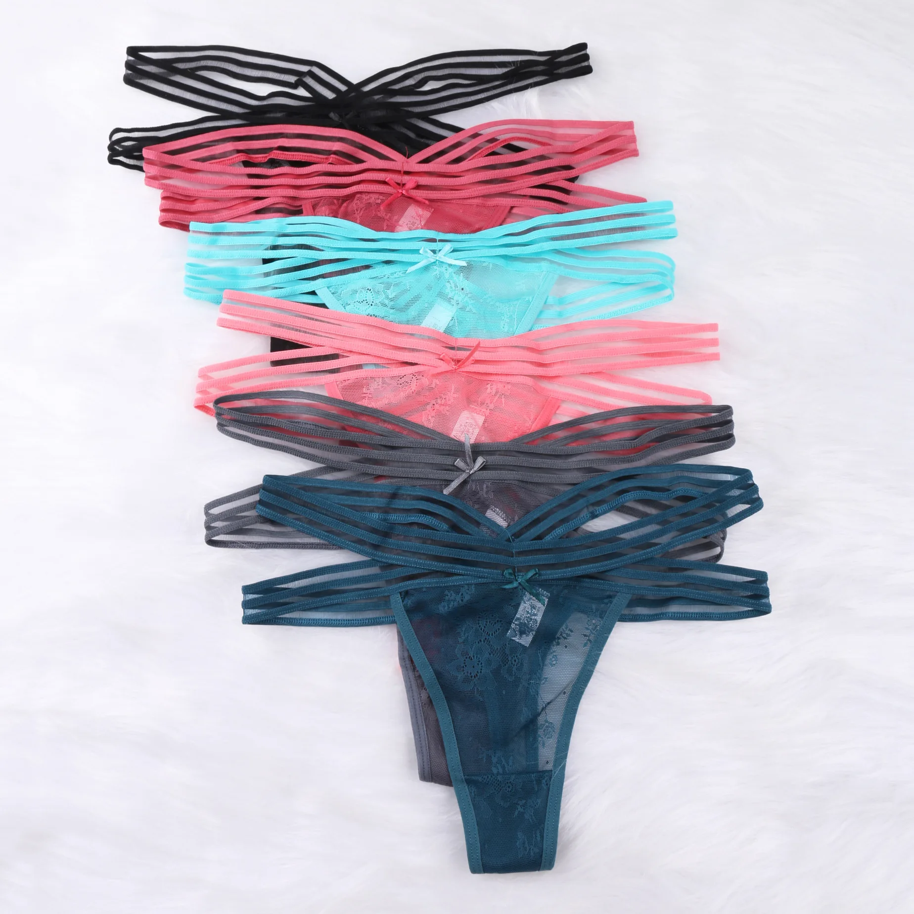 

Стринги женские хлопковые с низкой посадкой, пикантное нижнее белье в рубчик, сетчатые однотонные трусики-стринги с перекрестными лямками, нижнее белье