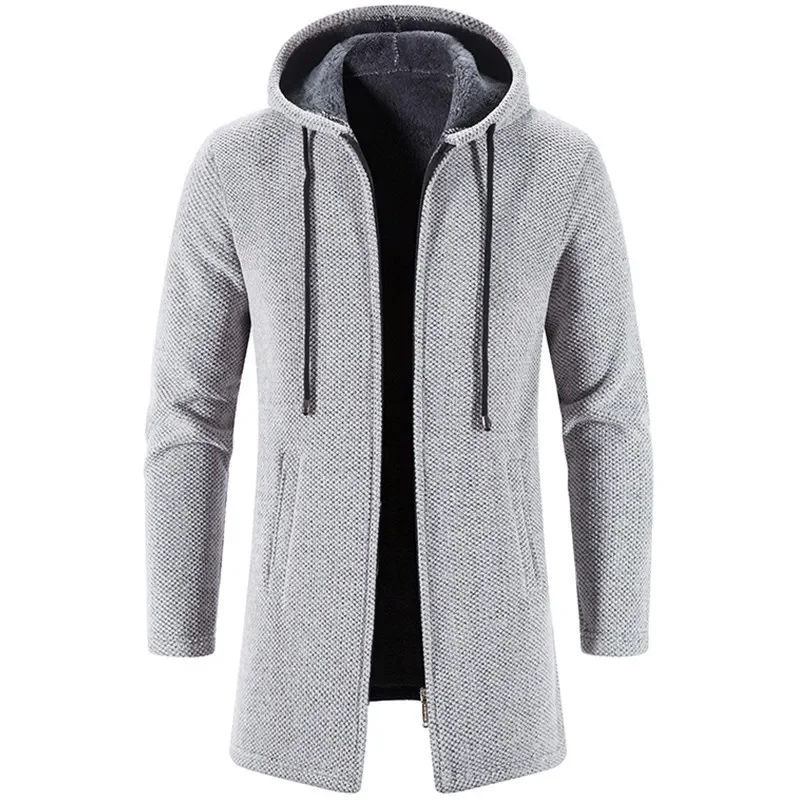 

Men's Cardigan Coat Autumn Winter Thick Warm Zipper Medium Long Sweaters Casual Knitwear Sweatercoat Windbreaker Tops