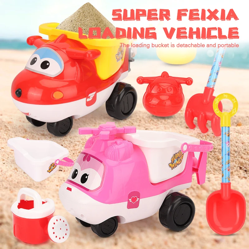 Пляжная игрушка Super Wings для песка игровой набор с лейкой лопатка-грабли из 6