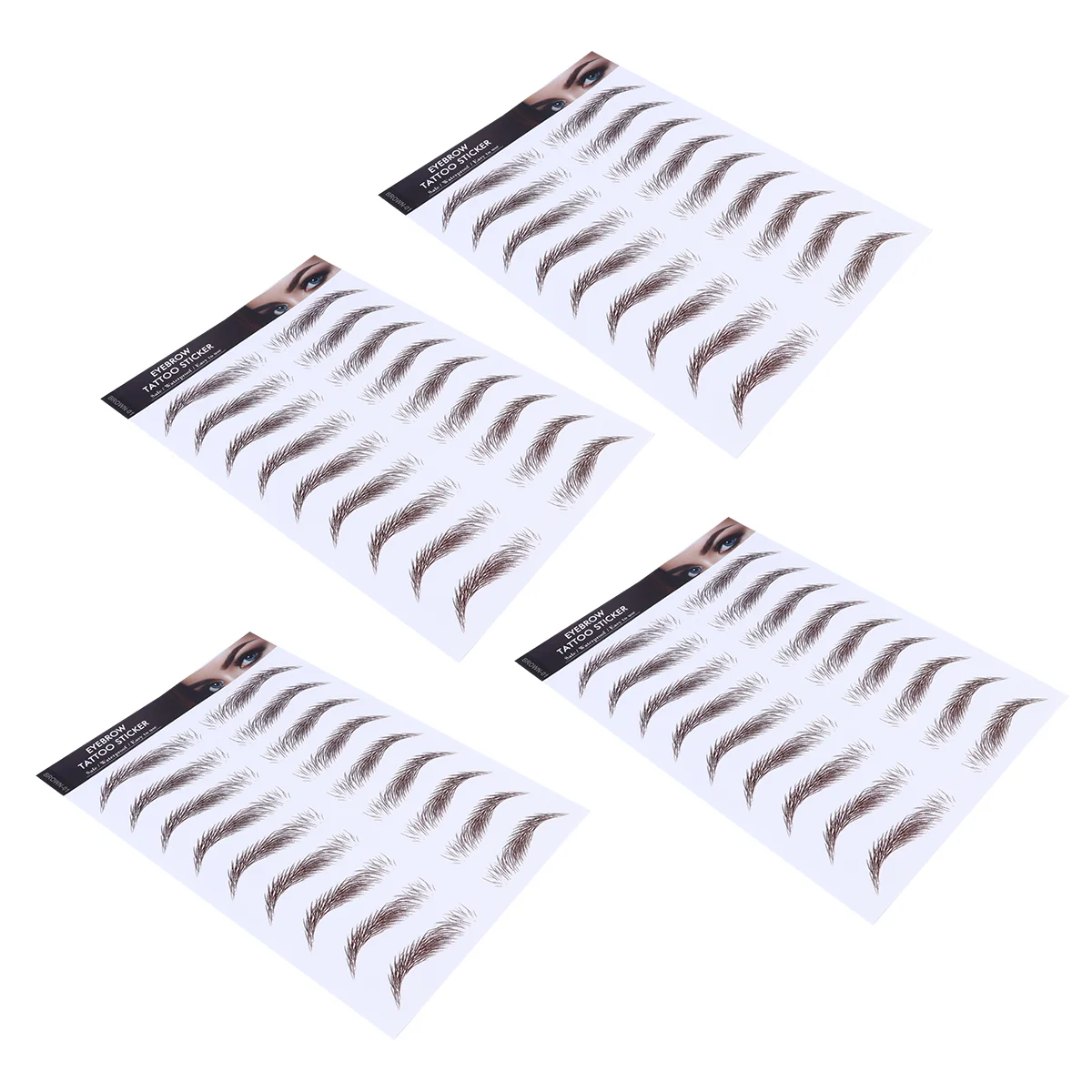 

4 Pcs Eyebrow Stickers Tool Stencils Post Paper Imitation Water Transfer Soy Ink 6D Hair-Like Eyebrows