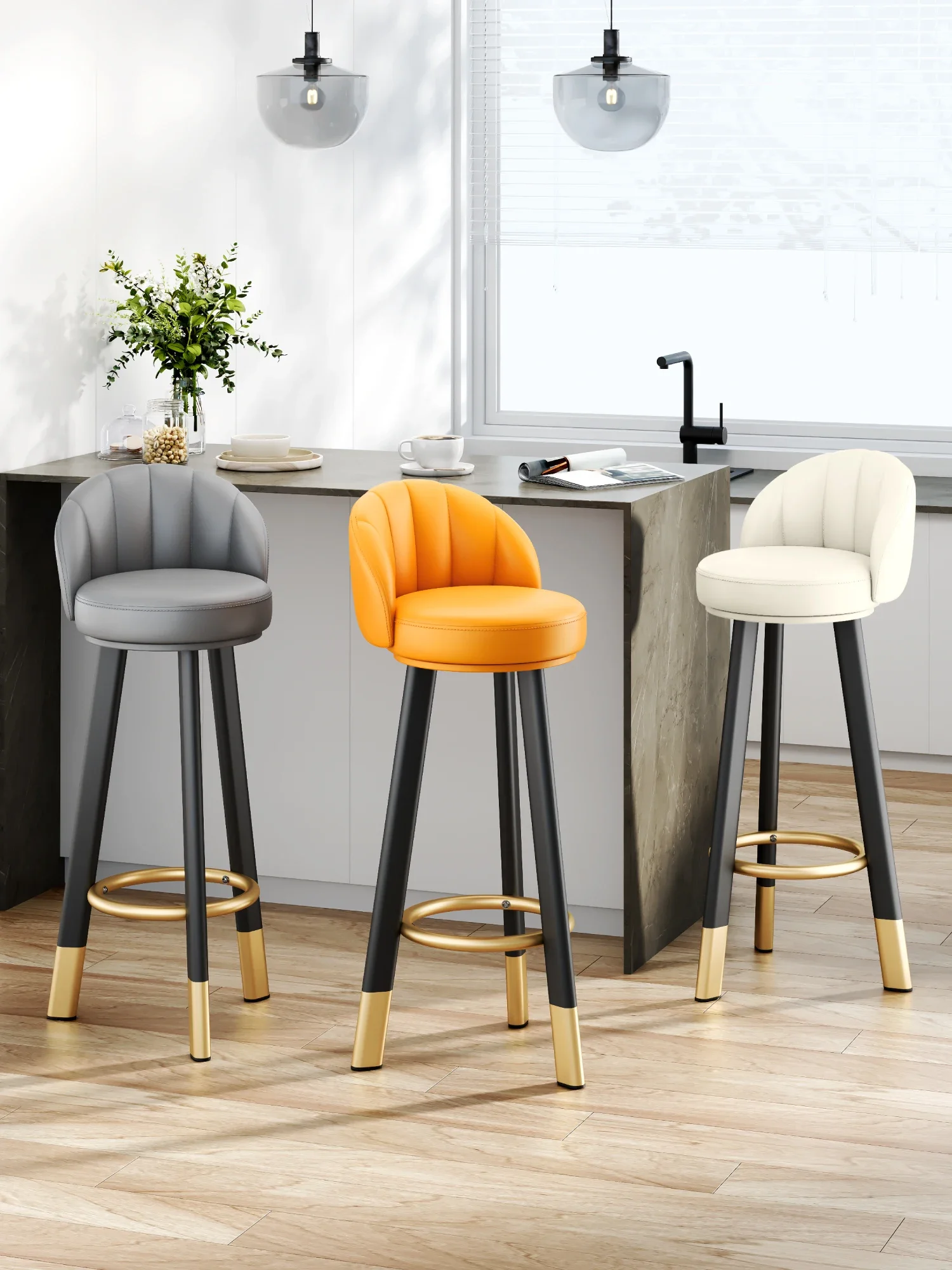 Барный стул с тремя ногами роскошный удобный мягкий эргономичный для офиса