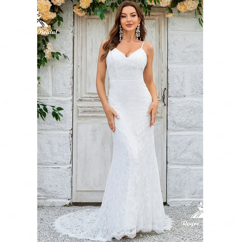 Свадебное платье Roycebridal с V-образным вырезом кружевное свадебное открытой спиной