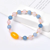 new arrival natural rose quartz aquamarine beads beads bracelets for ladies hand made exquisite mineral gems bracelets diy gifts